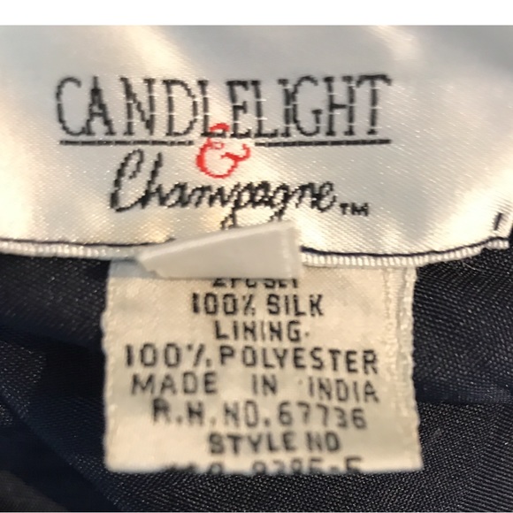 CANDLELIGHT & Champagne Beaded  Dark Blue Elegant Designed  100% Silk - Picture 16 of 17